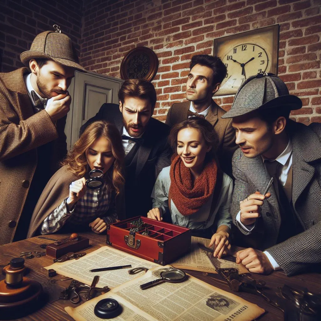 grupo de personas haciendo un escape room de Sherlock