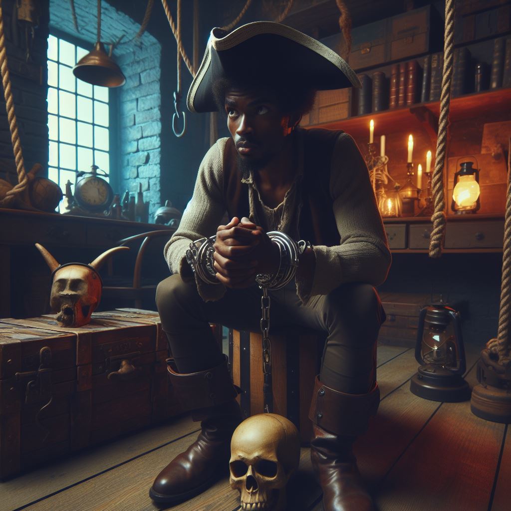 imagen de un pirata sentado en una sala